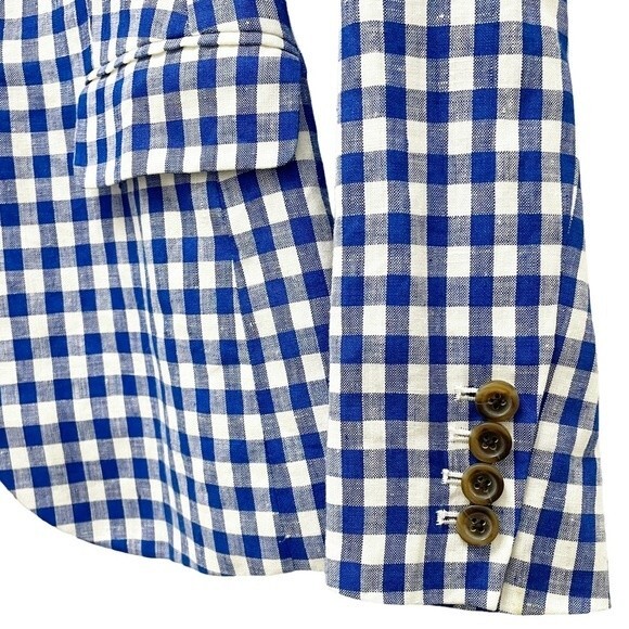 J. Crew Blue Gingham Campbell Linen Blazer Preppy Check Jacket Women’s Size 00 - Picture 9 of 14